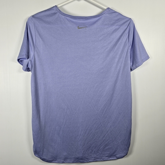 NWOT Nike Dri Fit Purple Just Do It T-Shirt Womens M Purple Faint Stripe Scoop - Picture 3 of 15